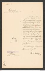 k.k. naturhistorisches Hofmuseum, Intendanzakten 1885-1896 (Hauer), Aktenzahl Z.196.a/1888, Seite 1